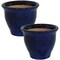 Sunnydaze 9 In Studio Glazed Ceramic Planter - Imperial Blue - Set Of 2